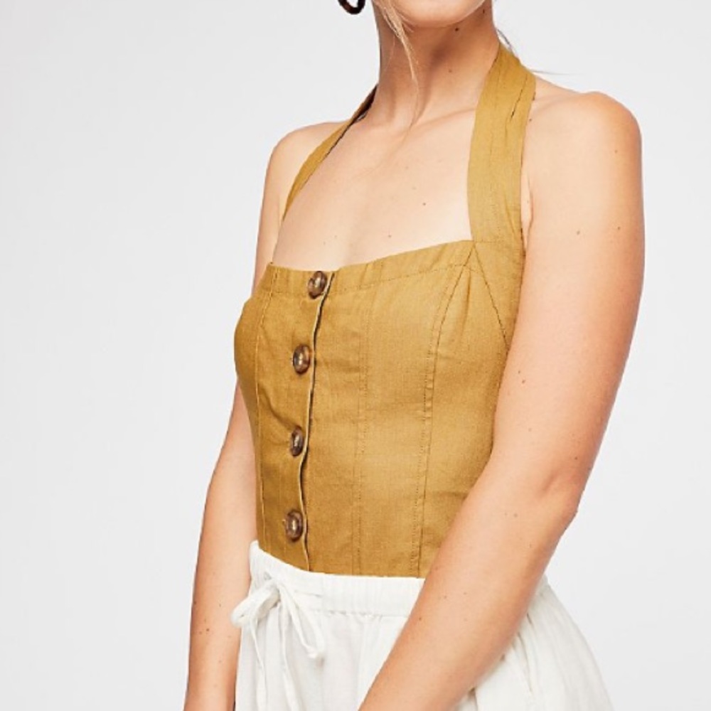 Free People Mustard Halter Top